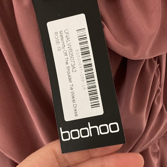 Boohoo Maternity off the shoulder tie waste dress - Picture 5 of 6